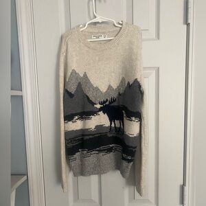 Abercrombie & Fitch boys Cream Marled Moose Crewneck Sweater
